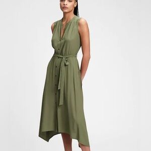 GAP Olive Green Handkerchief Hem Shirtdress Dress, small